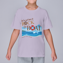 Load image into Gallery viewer, We're Just Here To Rock The Boat - Cruise 2022 YOUTH T-Shirt **EXCLUSIVE**