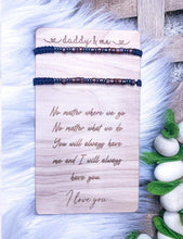 Load image into Gallery viewer, RTS: Daddy/Grandpa &amp; Me Wood Card and Morse Code Bracelets-
