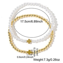 Load image into Gallery viewer, Pearl Cross Bracelet SET
