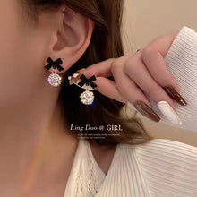 Load image into Gallery viewer, Sparkle Bow Drop Studs
