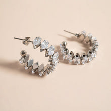 Load image into Gallery viewer, Marquis CZ Stone Hoop Earrings
