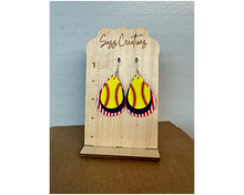 Load image into Gallery viewer, Leather Teardrop Baseball / Softball Fashion Earrings
